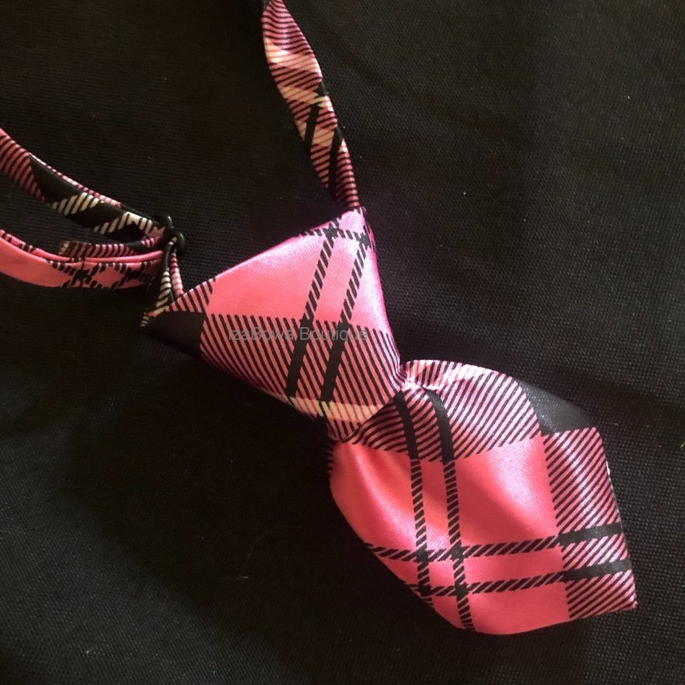 Pink Plaid Mini Tie - Plaid Prints   =PETS=